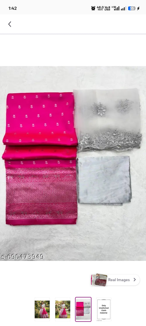 Kanjiveram Silk Zari Lehanga With Blouse Along With Embroideried Net Duppta